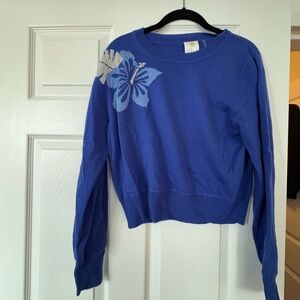 NWT The Westside Hibiscus Intarsia crew neck sweater in bright blue.